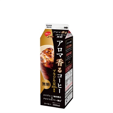 ｱｲｽｺｰﾋｰ ｱﾛﾏ香るｺｰﾋｰ 無糖 1000ml (12本入)【2024年春ﾘﾆｭｰｱﾙ予定】