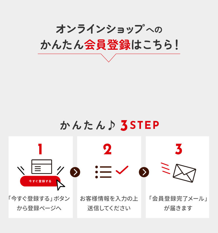 オンラインショップへのかんたん会員登録はこちら